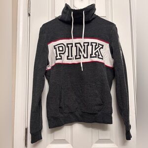 Victoria’s Secret PINK Gray Mock Neck Cowl Hoodie Sweatshirt Size M